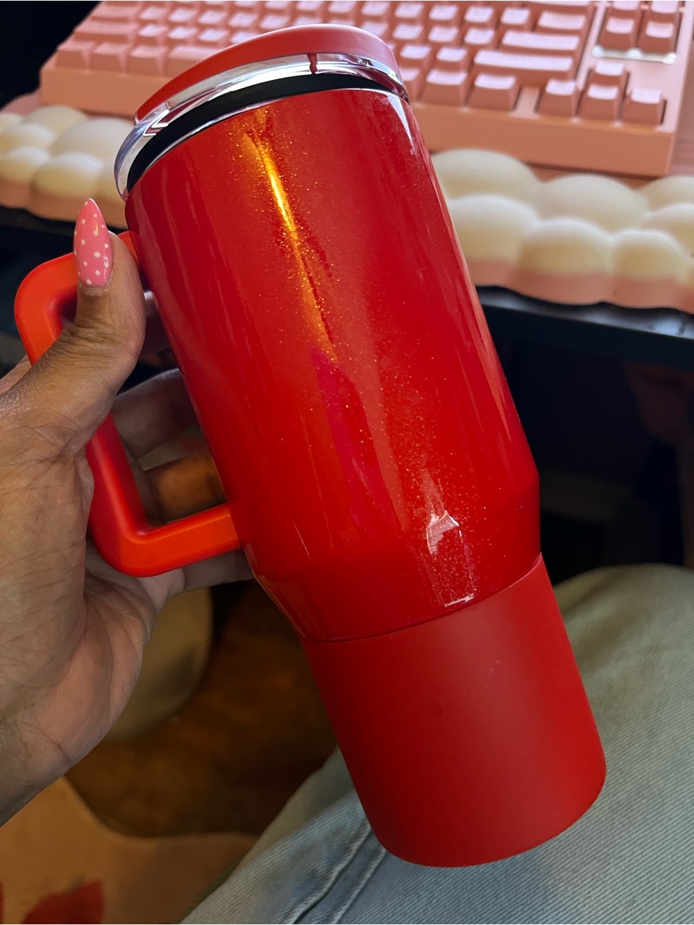 HydroJug Holly Red Insulated Travel Mug with Handle - Sleek Everyday Tumbler